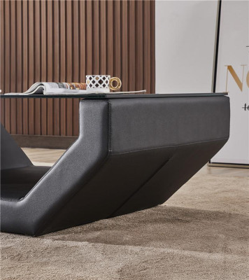 Edler Luxus Couchtische Glas Design Couch Tisch Sofa Beistell Leder Tische