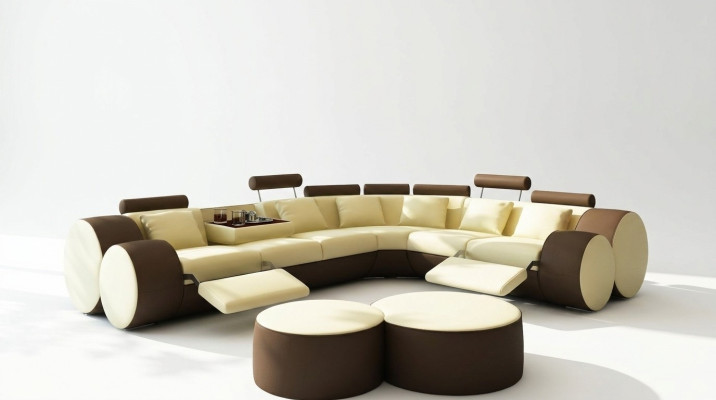 Ecksofa Sofa Leder Couch - Designer Couchgarnitur Sitz Polster Wohnlandschaft