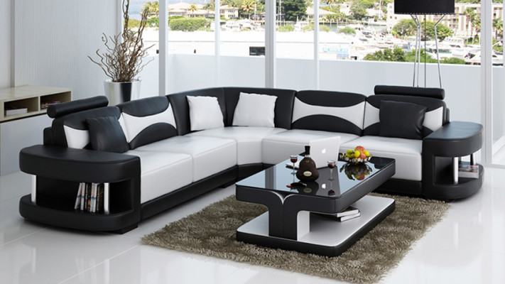 Design Ecksofa Leder Sofa Couch Polster Eck Sitz Wohnlandschaft Garnitur