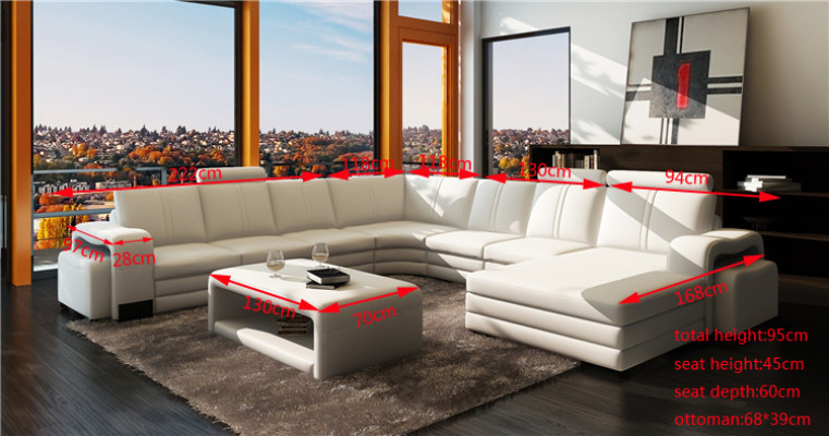 Große wohnlandschaft sofa polster eckgarnitur + hocker couch tisch komplett set