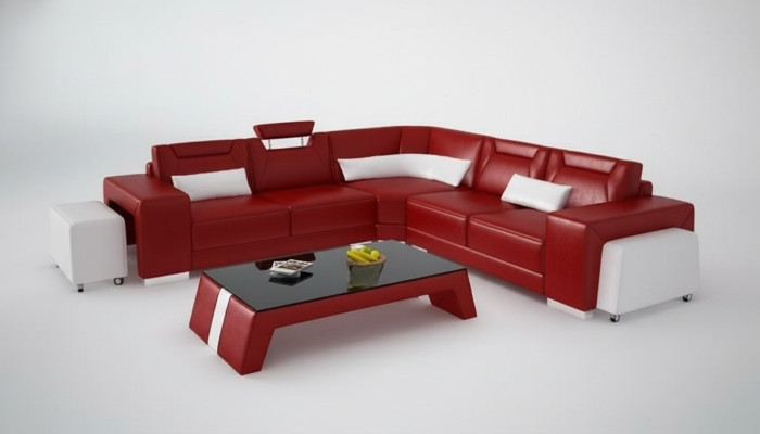 Leder Modern Couch Wohnlandschaft Ledersofa Sofagarnitur Sofa L Form Couchtisch
