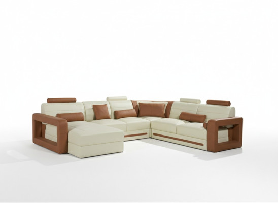 Designer Couch U Form Ecksofa Polster Couch Leder Garnituren Wohnlandschaft Neu