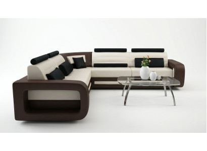 Ecksofa Polster Couch Leder Ecksofa Wohnlandschaft L-Form Polstergarnitur