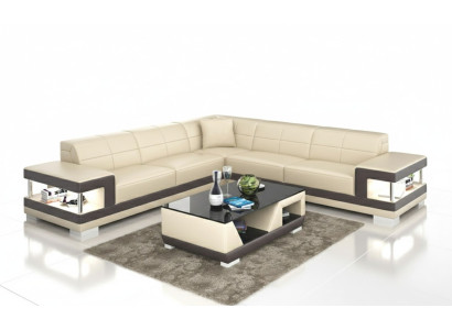 Ledersofa L-Form Couch Wohnlandschaft Ecksofa Garnitur Design Sofa