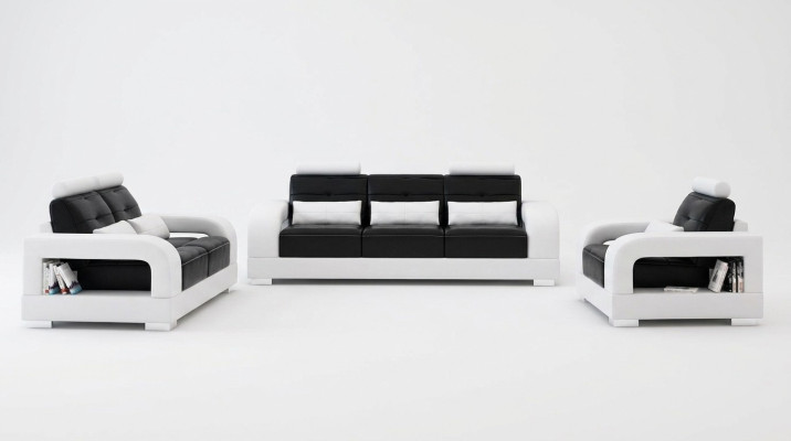Ledersofa Couch Sofagarnitur 3+1+1 Sitzer Garnituren Design Wohnzimmer