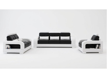 Ledersofa Couch Sofagarnitur 3+1+1 Sitzer Garnituren Design Wohnzimmer