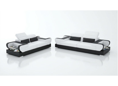 Luxuriöse Sofagarnitur Wohnzimmer Garnitur Leder Polster Couchen Sofa