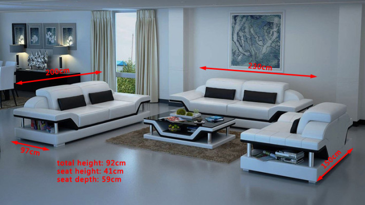 Leder Polster Couchen Sofa Luxuriöse Sofagarnitur 3+2 + Couchtisch Garnitur Neu