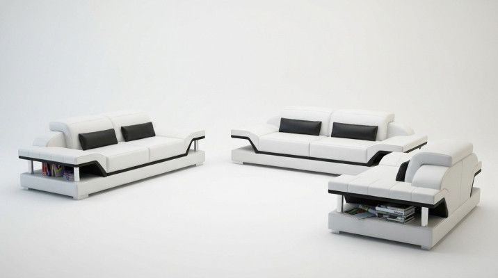 Leder Polster Couchen Sofa Luxuriöse Sofagarnitur 3+2 + Couchtisch Garnitur Neu