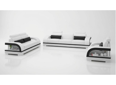 Ledersofa Couch Sofagarnitur 3+1+1 Sitzer Garnituren Design Modern Sofa