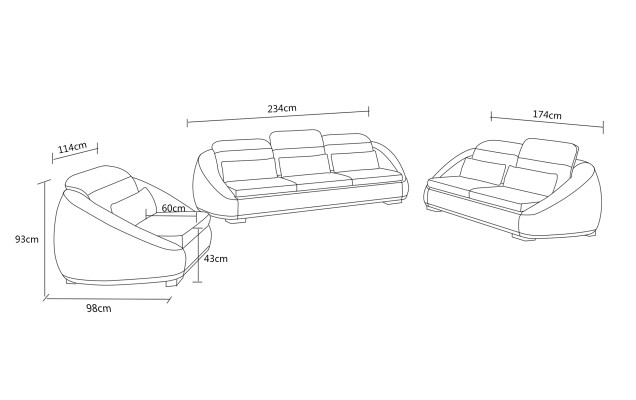 Luxus Sofagarnitur 3+1+1 Sitzer Wohnzimmer Designer Möbel Sofa Couch