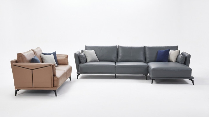 Designer Sofa Couch Garnitur Ecksofa mit Hocker Polster Wohnlandschaft