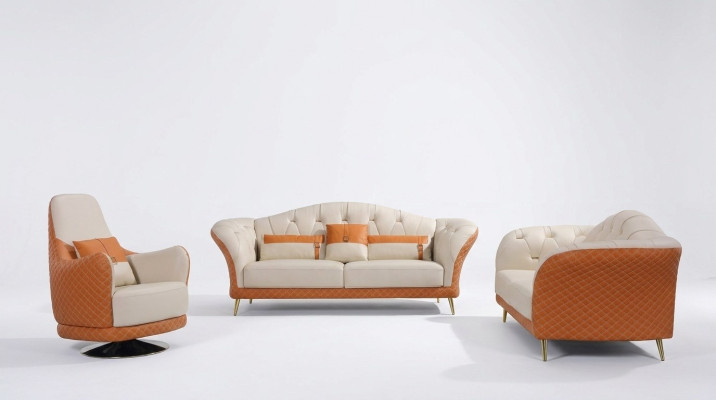 Luxus Sofagarnitur 3+1+1 Sitzer mit Möbel Couch Ledersofa Textil Gruppe