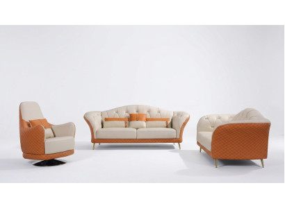 Luxus Sofagarnitur 3+1+1 Sitzer mit Möbel Couch Ledersofa Textil Gruppe