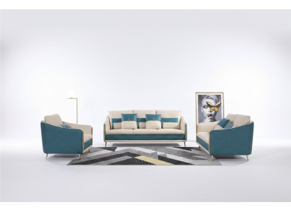 Sofagarnitur 3+1+1 Sitzer Set Sofa Polster Couch Leder Polster Garnitur