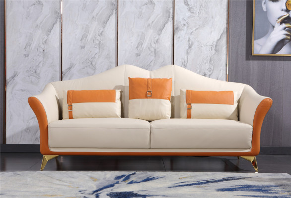 Sofa mit Polster Leder Couch Sitz Komplett Set Moderne Garnitur 3+2 Sitzer