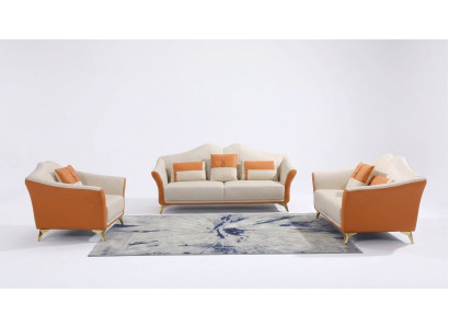 Ledersofa Couch Sofagarnitur 3+1+1 Sitzer Garnituren Design Modern Sofa Neu