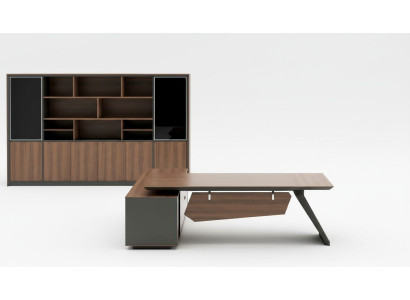 Schreibtisch Büroeinrichtung 2tlg. Set Tische Regal Chef Tisch + Aktenschrank