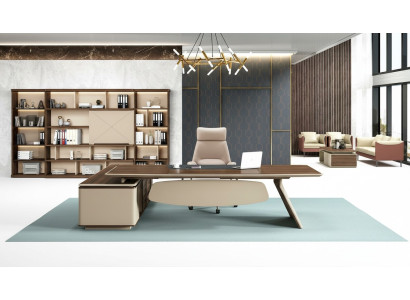 Eleganter Schreibtisch und Großer Büroschrank im zeitgenössischen Design