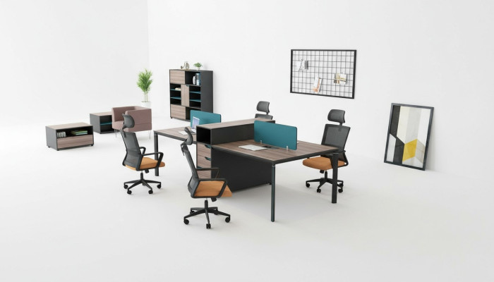Schreibtisch workstation tisch 4 arbeitsplätze counter holz tische büro