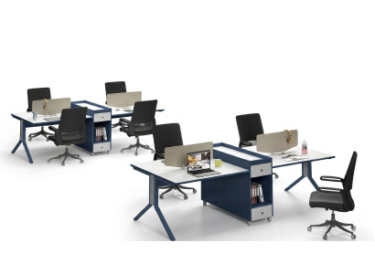Tisch Büro Möbel Einrichtung Tische Callcenter 4 Arbeitsplätze Schreibtisch