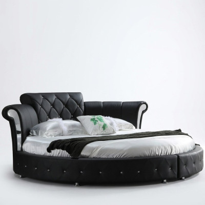 Luxus Chesterfield Bett Design Runde Polster Klassische Rundbett Leder Samt