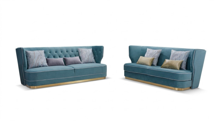 Designer Sofa Sofagarnitur 3+3 Sitzer Couch Polster Garnitur Gruppe Metall