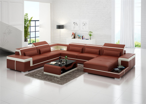 Sofas U Form Sofa Couch Polster Garnitur Wohnlandschaft Design Ecksofa Leder Neu