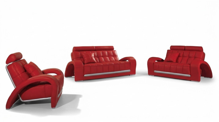 Designer Sofagarnitur 3+1+1 Sitzer Sofa Couch Leder Garnitur Polster Set