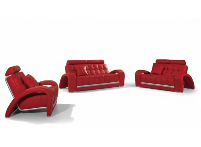 Designer Sofagarnitur 3+1+1 Sitzer Sofa Couch Leder Garnitur Polster Set