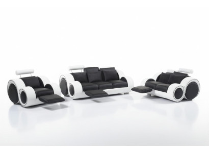 Designer Sofagarnitur 3+1+1 Sitzer Sofa Leder Couch Garnitur Polster Set