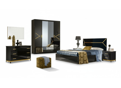 Klassisches Schlafzimmer Set Garnitur Luxus Modern Stil Bett 6 tlg. Holz Kommode