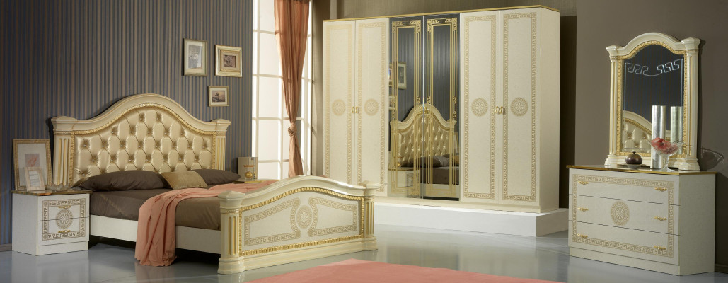 Spiegel Kommode Schrank Kommoden Schlafzimmer Set Holz Klassischer Stil 2tlg.