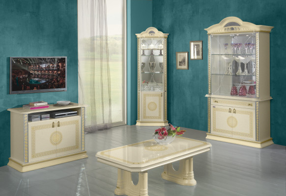 Klassische Wohwand Wohnzimmer Schrank Sideboard 2x Vitrinen Sideboard Lowboard