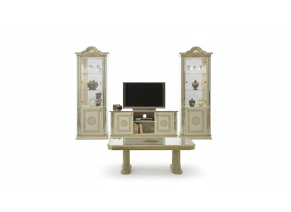 Klassische Wohwand Wohnzimmer Schrank Sideboard 2x Vitrinen Sideboard Lowboard
