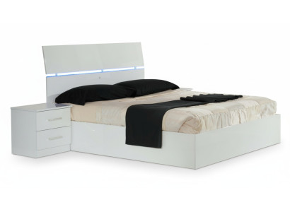 Doppelbett Bett 2x Nachttische Holz Design Betten Modern Stil 3tlg. LED Licht