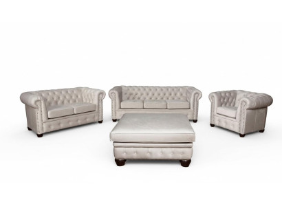 Chesterfield Sofagarnitur 3+1+1 Sitzer Design Couch Polster Sofa Garnitur Set