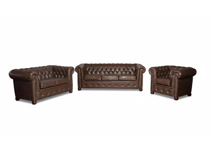Chesterfield 3 Sitzer Sofa Ledersofa Couch Polster Sitz Sofas Dreisitzer