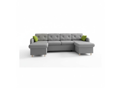 Wohnlandschaft Bettfunktion Stoff Ecksofa U-Form Deko Couch Design Polster