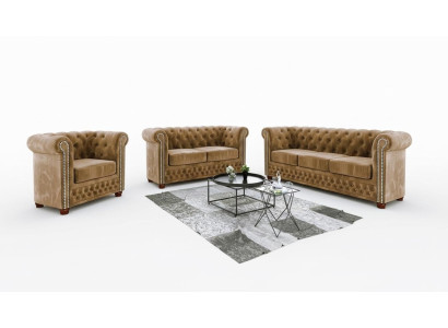 Chestgerfield Sofagarnitur Couch Polster Sitz Set 321 Sitzer Garnituren Couchen