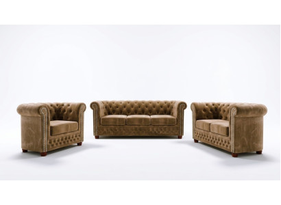 Chesterfield Sofagarnitur 3+2 Sitzer Sofa Sitz Couch Polster Garnitur Couchen