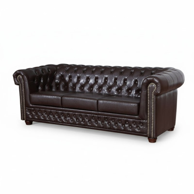 Dreisitzer Couch Polster Design Sofa 3er Sitz Sofas Zimmer Braun Luxus