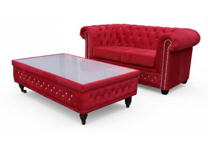 Chesterfield Design Couchtisch Glastisch Tisch Polster Sofa Beistell Tische