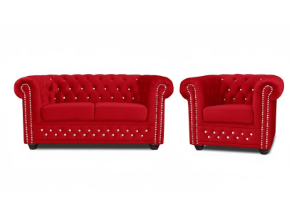 Sofagarnitur 2+1 Sitzer Sofas Couch Polster Blaue Klassische Couchen Garnitur  