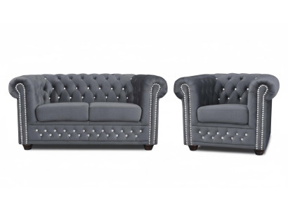 Chesterfield Sofagarnitur 2+1 Sitzer Design Couch Polster Sofa Garnitur Set Neu