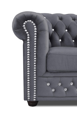 Chesterfield Textil Couch Polster 2Sitzer Sofas Couchen schwarze Zweisitzer Neu