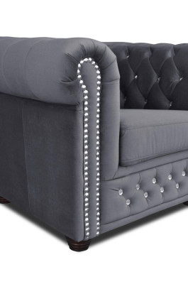 Couchen Chesterfield Sessel Fernseh Couch 1 Sitzer Sofa Textil Stoff Polster Neu