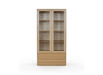 Klassischer Vitrinen Schrank Vitrine Handarbeit Vollholz Schrank Holz Schränke
