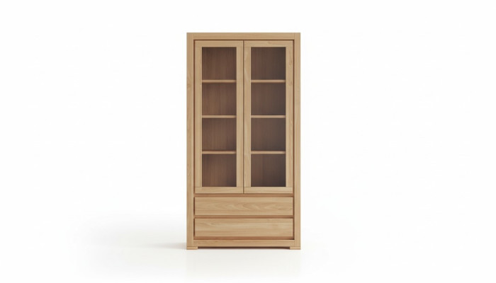 Holz Vitrine Wohnzimmerschrank Vollholz Schrank Holz Schränke Glas Vitrinen Neu