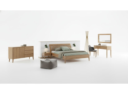 Bett Schlafzimmer Doppel Betten 3tlg. Set 2x Nachttische Massivholz Echtes Holz